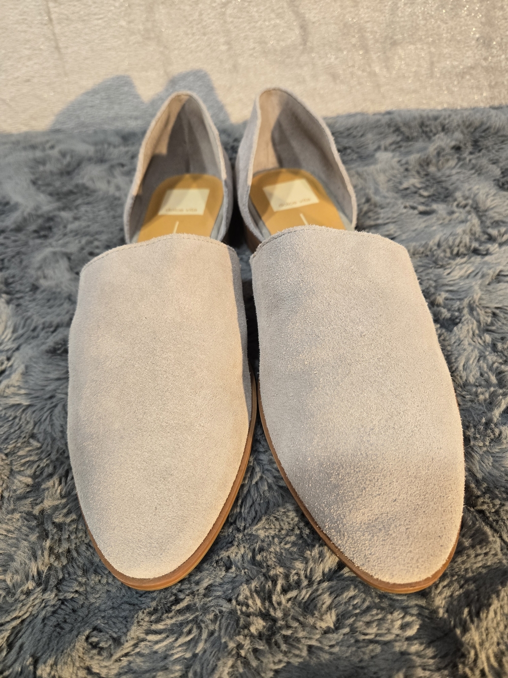 Dolce Vita Light Gray Suede Leather Cole Flats